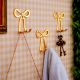 3 Pieces Decorative Gold Aluminium Bow Wall Hooks